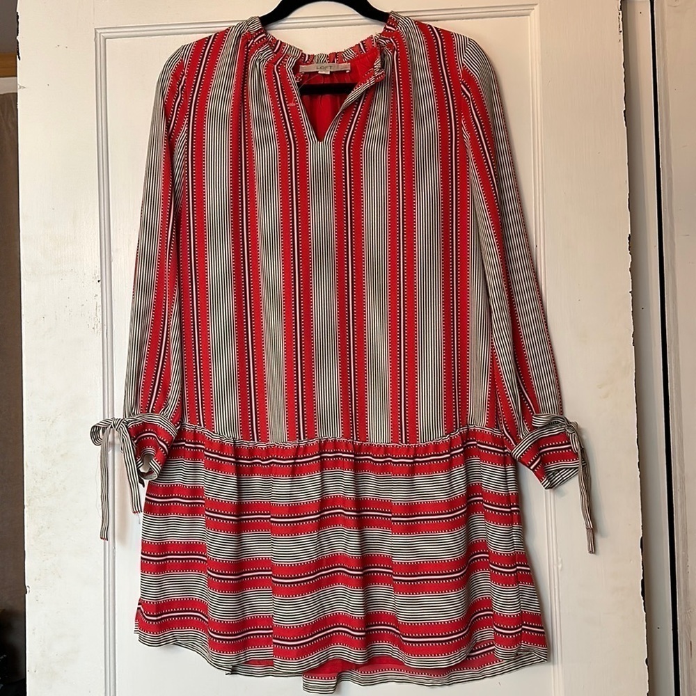 Boho Stripe Ruffle Hem Dress | Peasant Shift Petite Small · Ann Taylor LOFT